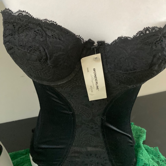 Wonderline 4 way push up strapless 32 B Black lace  underwire body shaper suit - Picture 3 of 8